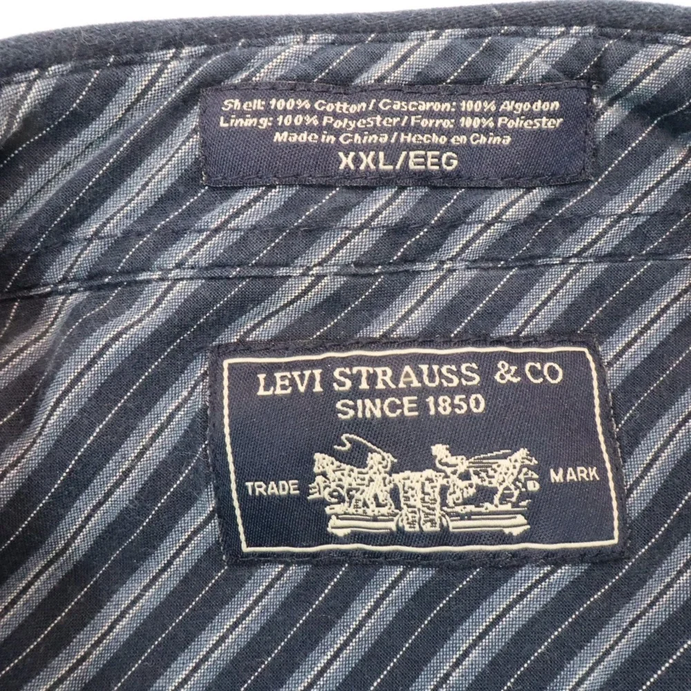 Levi Strauss & Co Shirt Jacket Mens XXL Navy Blue Lined Cotton‎ Shacket Workwear
